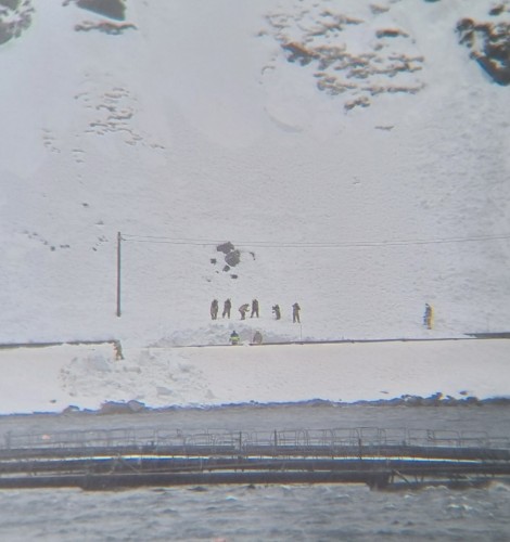 !Mannskaper fra Nordkapp brann- og redning gjennomskte raset p Vestersida i Nordvgen lrdag morgen.